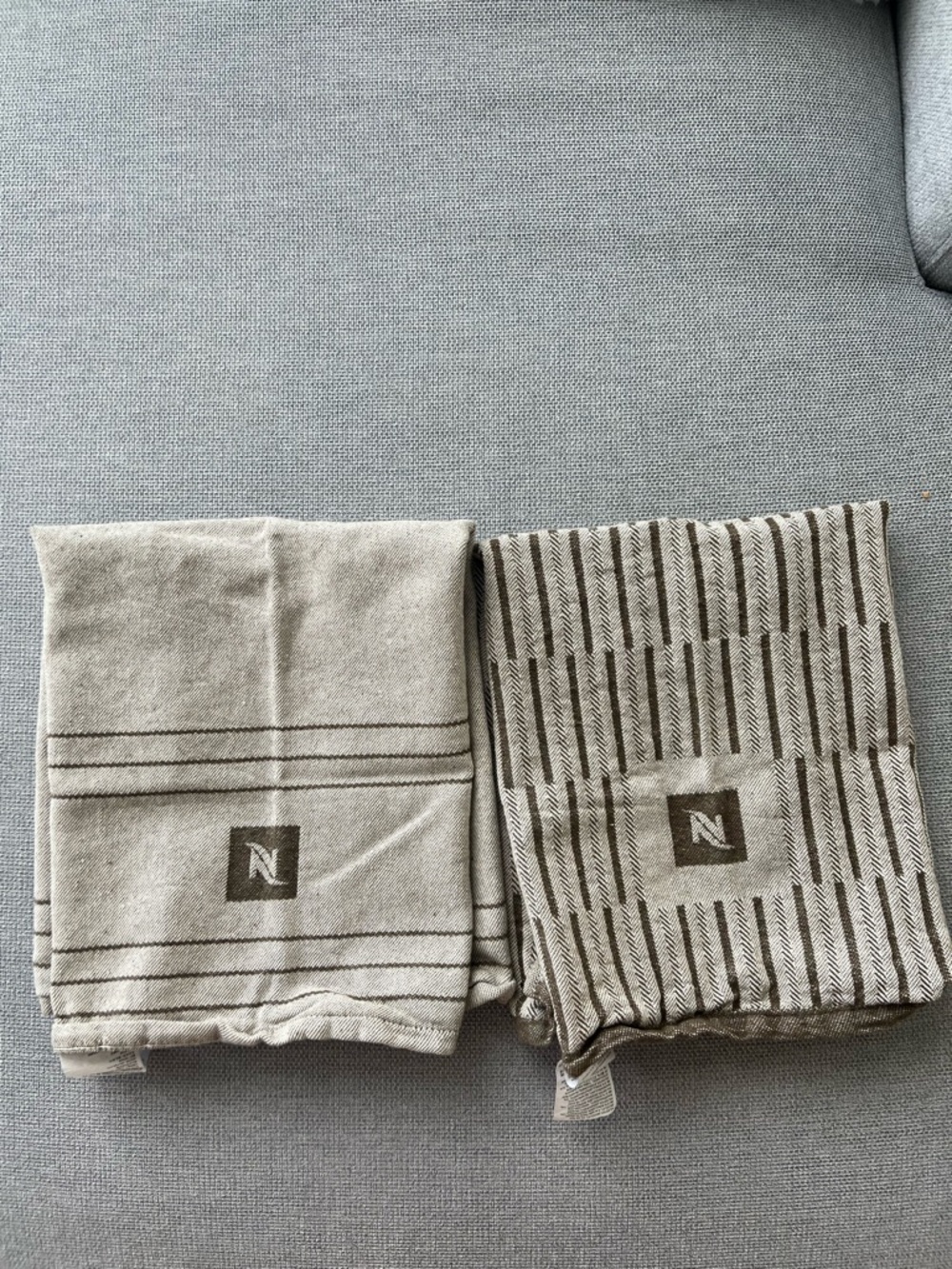Nespresso Beige Striped Tea Towels – Set of 2 (NWOT)